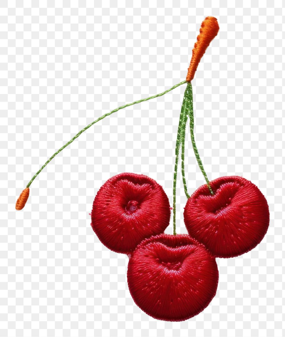 PNG A 2 cherry in embroidery style fruit plant food.