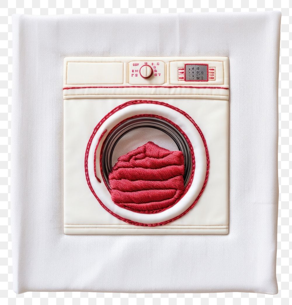 PNG Washing machine in embroidery style appliance textile dryer.