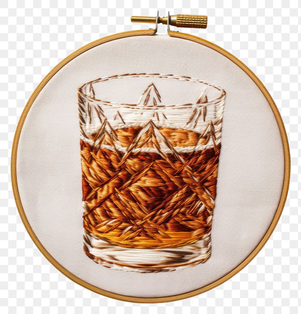 PNG A whiskey in embroidery style pattern drink refreshment.