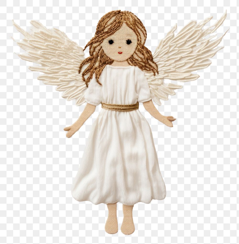 PNG A angel in embroidery style doll toy representation.