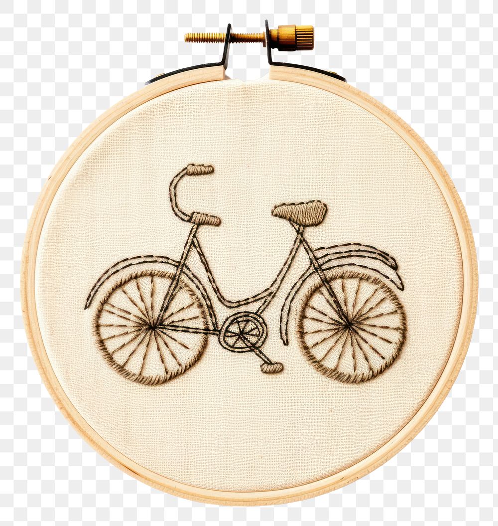 PNG A chopper bike in embroidery style vehicle bicycle wheel.