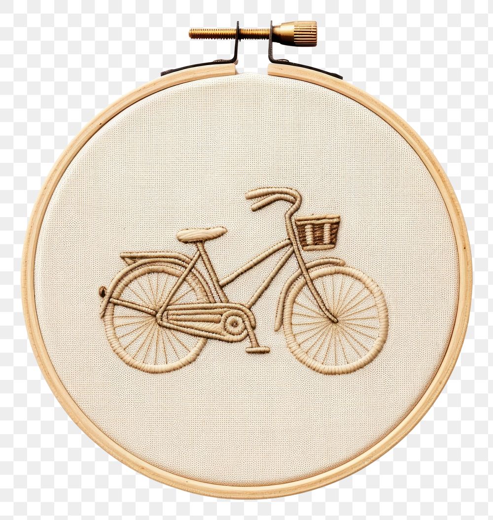 PNG A chopper bike in embroidery style vehicle bicycle wheel.