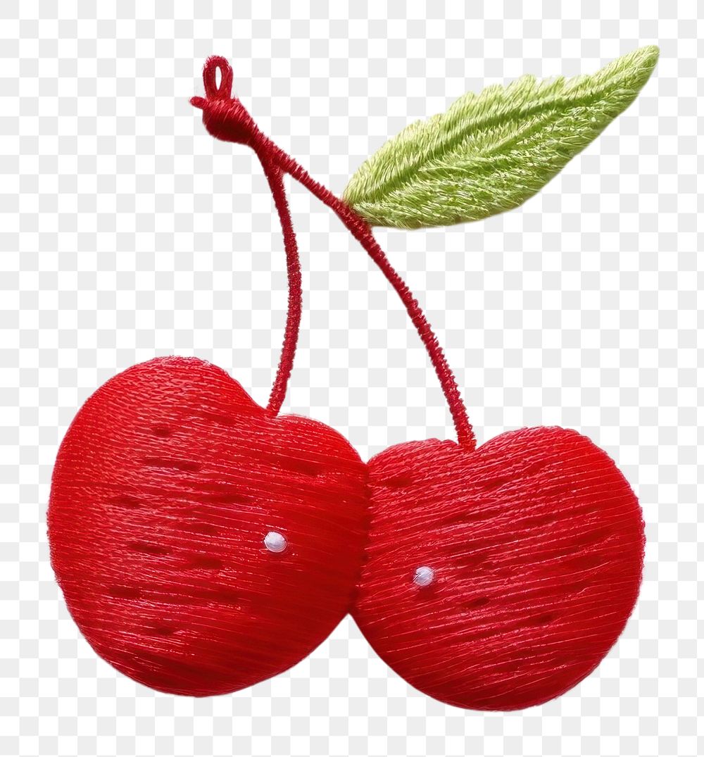 PNG A cherry in embroidery style fruit plant food.