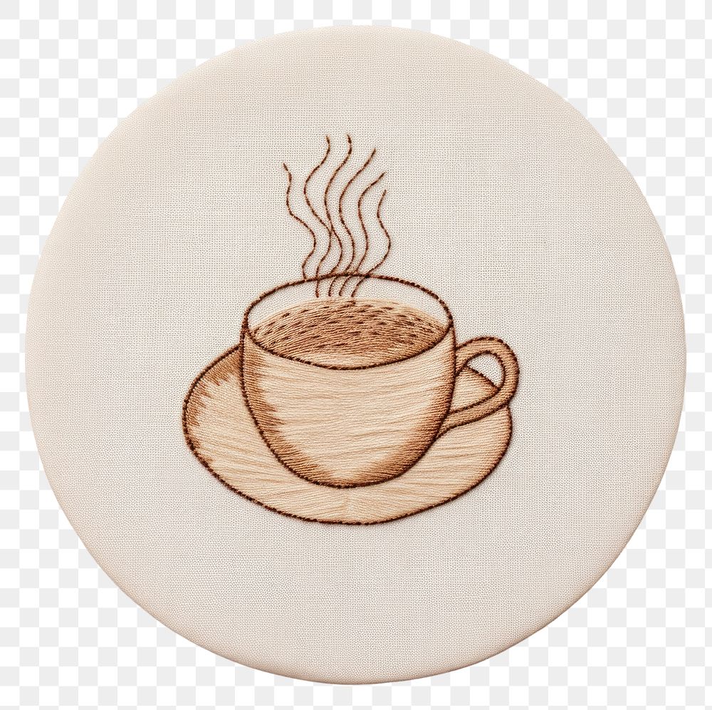 PNG A coffee cup in embroidery style porcelain pattern saucer.