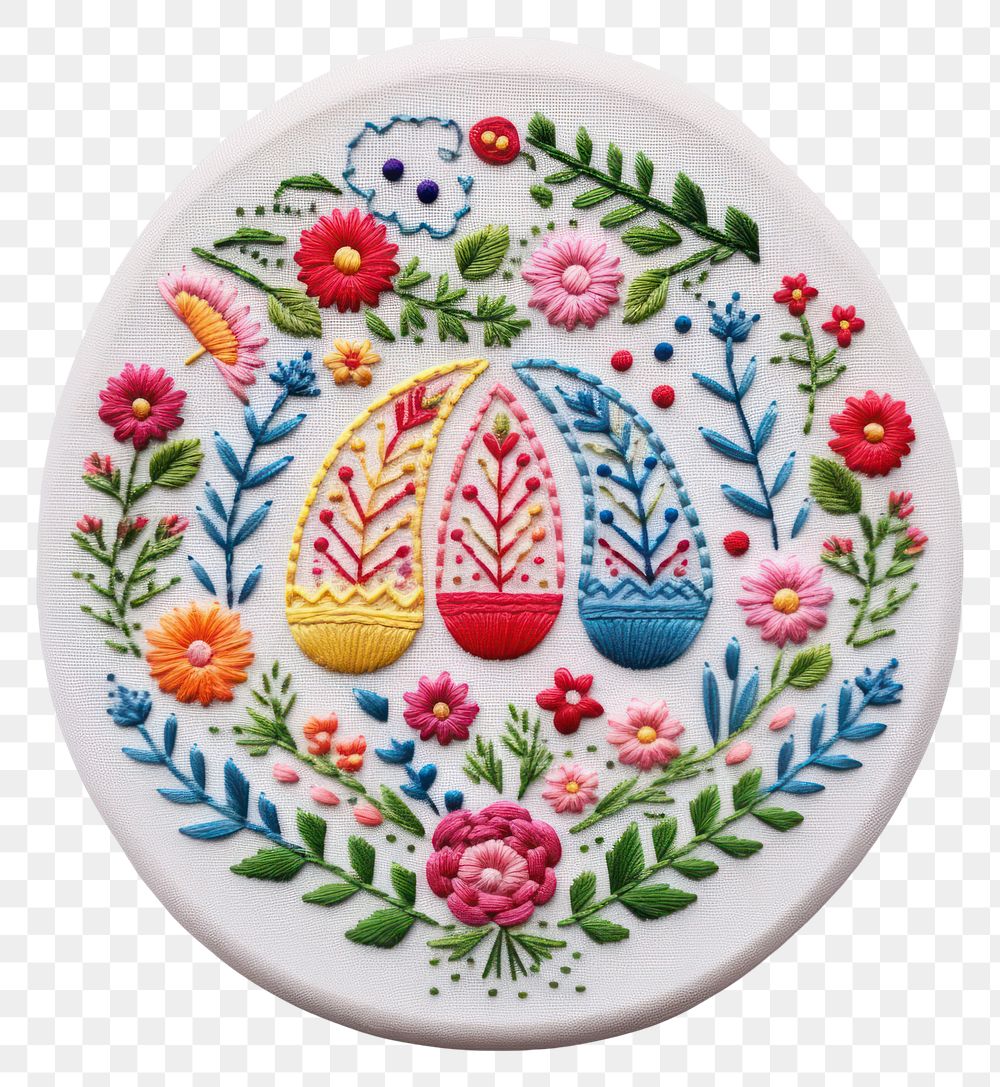 PNG A easter embroidery needlework porcelain.