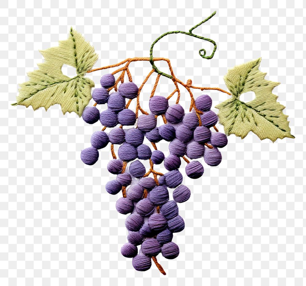 PNG A grapes in embroidery style fruit plant food.