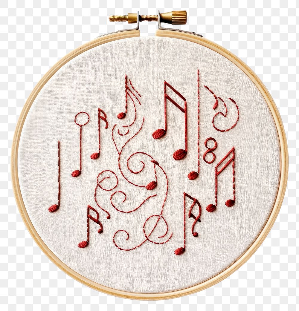 PNG Music in embroidery style pattern calligraphy creativity.