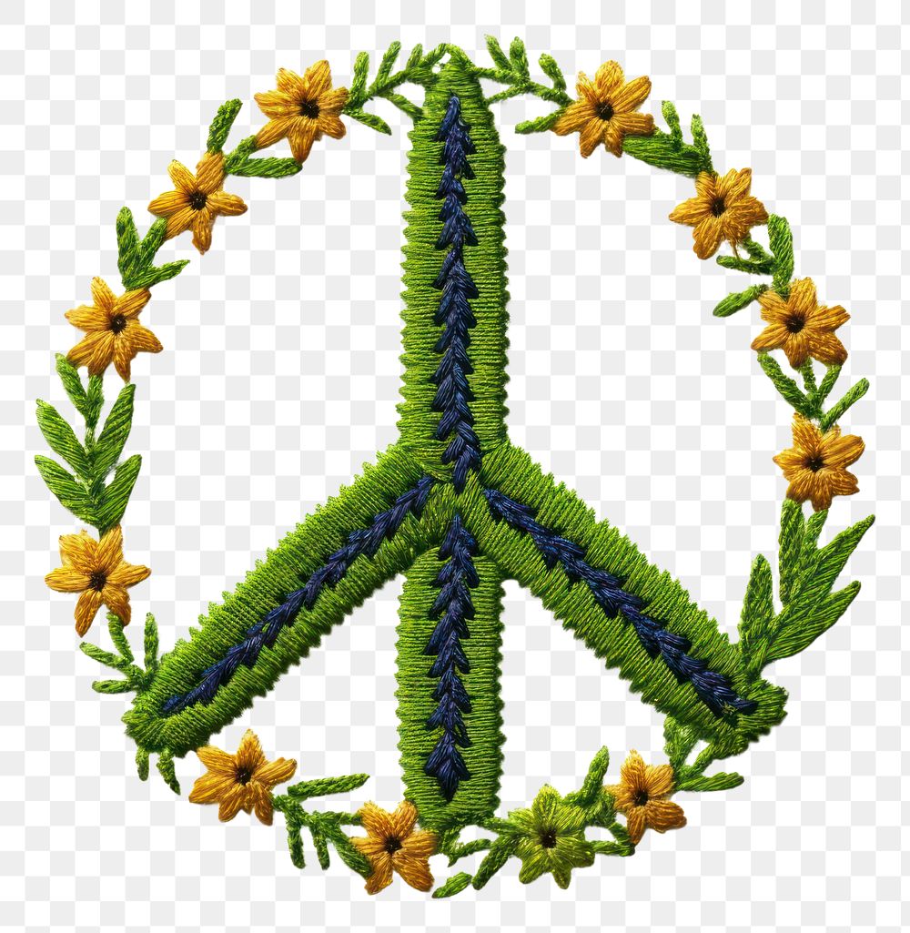 PNG A Peace sign in embroidery style pattern creativity starfish.