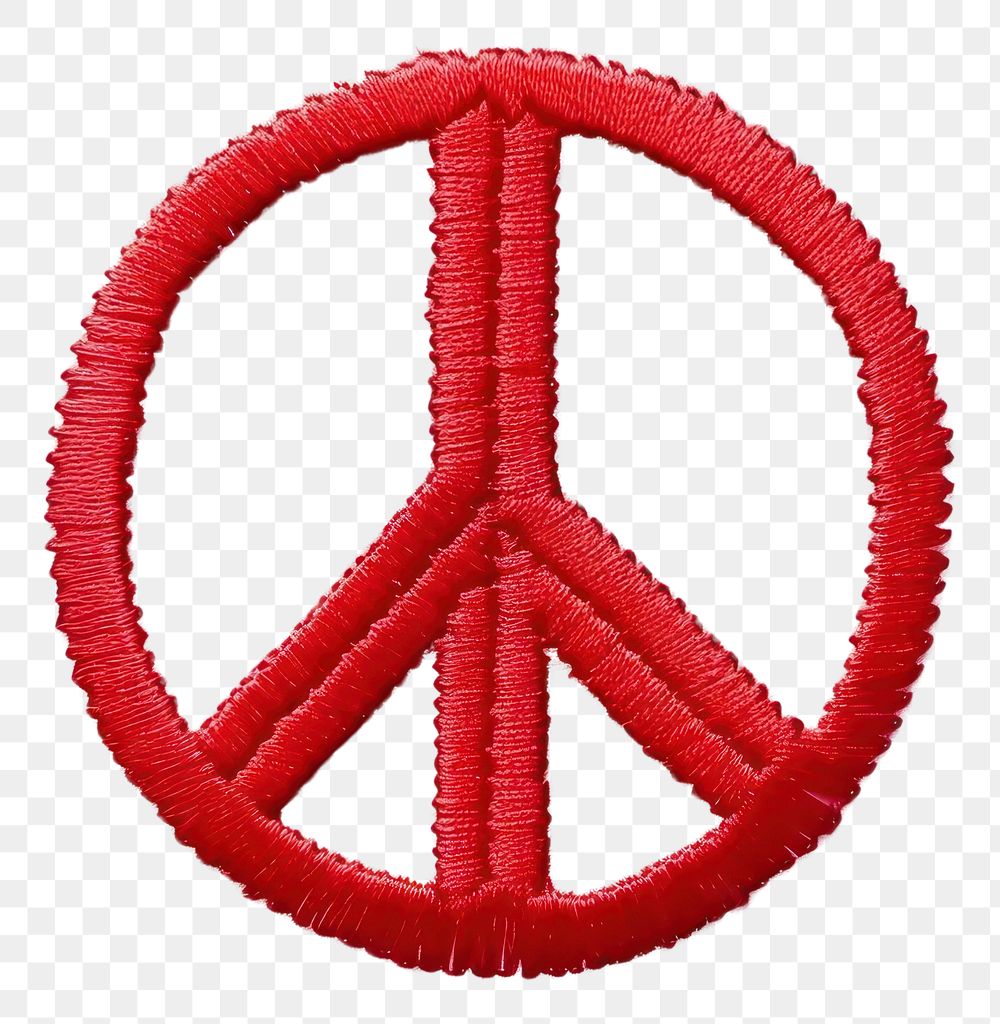 PNG A Peace sign in embroidery style textile accessories creativity.