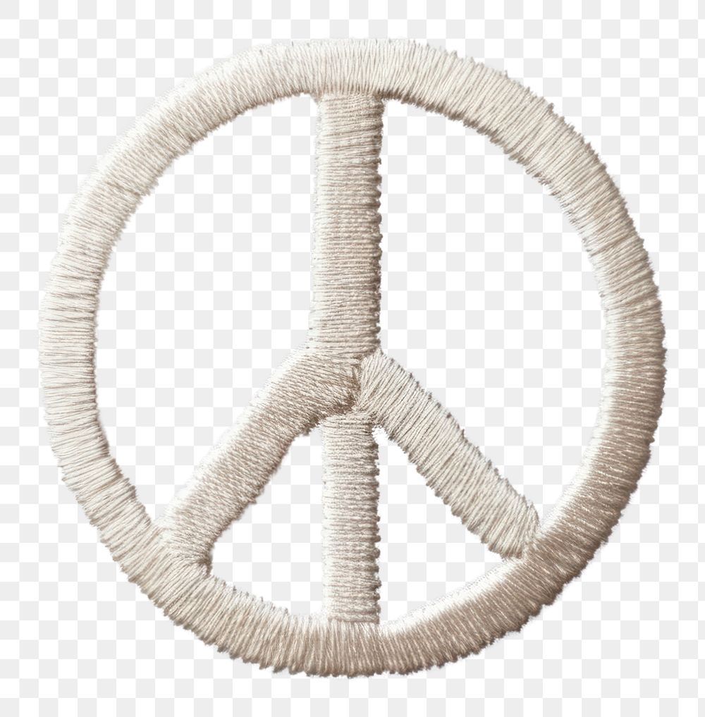 PNG A Peace sign in embroidery style textile white accessories.