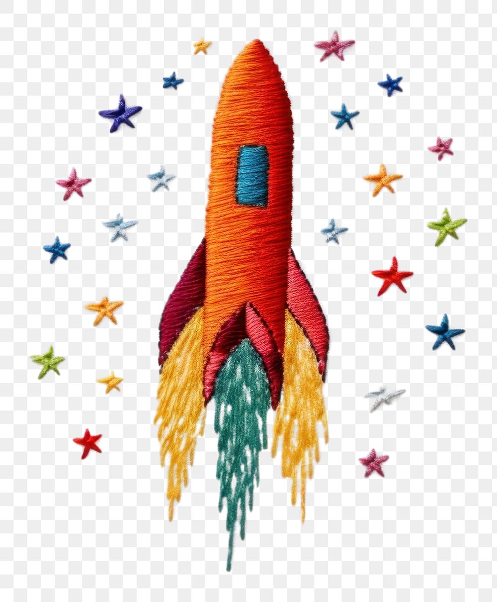PNG A rocket embroidery vehicle pattern.