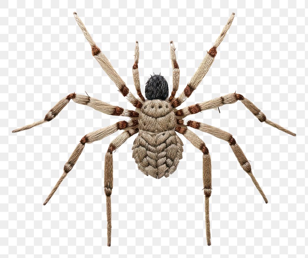 PNG A spider in embroidery style tarantula arachnid animal.