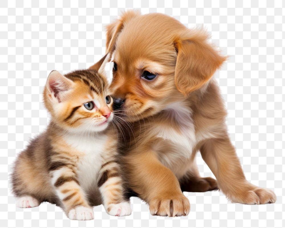 PNG  Puppies and kittens playing together mammal animal puppy. AI generated Image by rawpixel.
