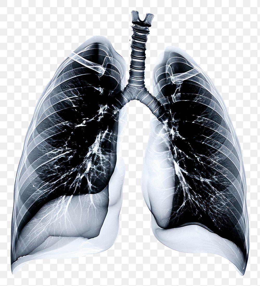 PNG X-ray picture of lungs in film white background fracture hospital.