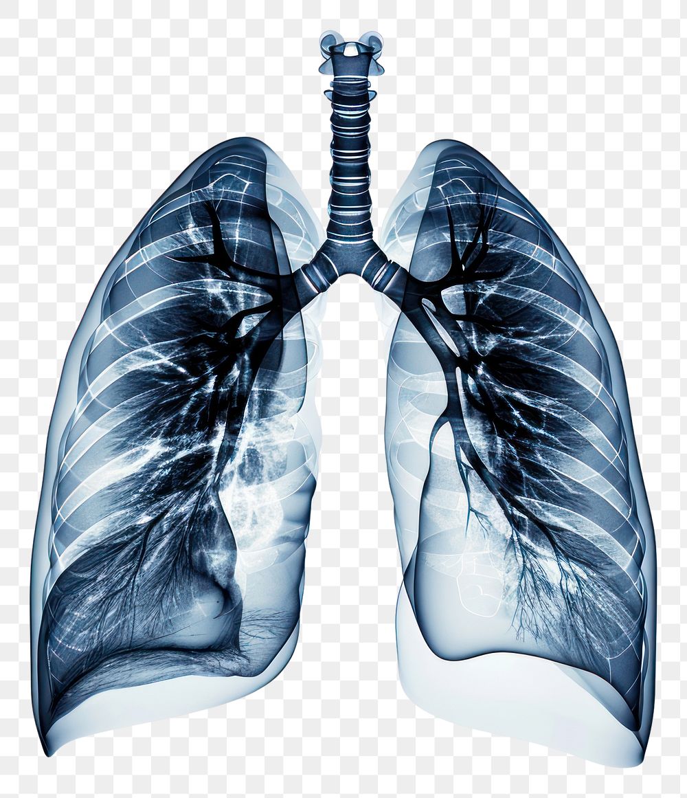 PNG X-ray picture of lungs in film white background hospital fracture.