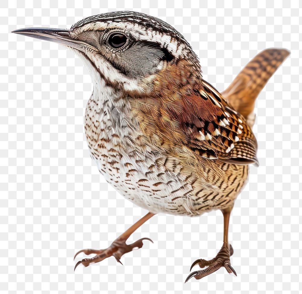 PNG Cactus wren bird animal white background wildlife.