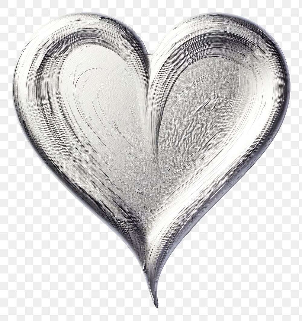 PNG Silver flat paint brush stroke heart backgrounds drawing.