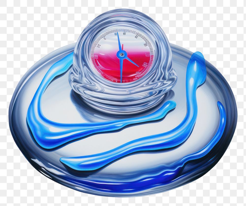 PNG  Surrealistic painting of compass melting white background perfume falling.