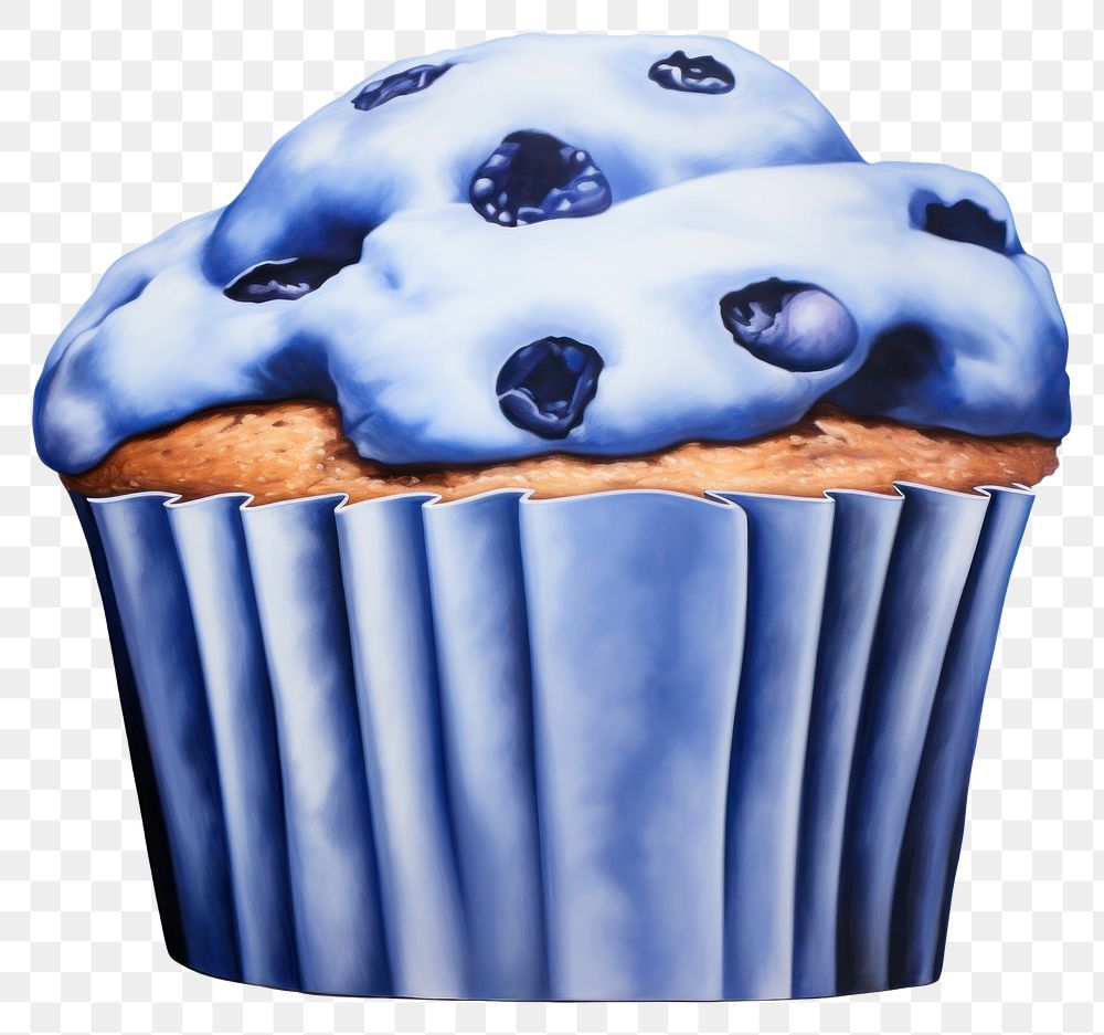 PNG  Surrealistic painting of blueberry muffin dessert cupcake icing.