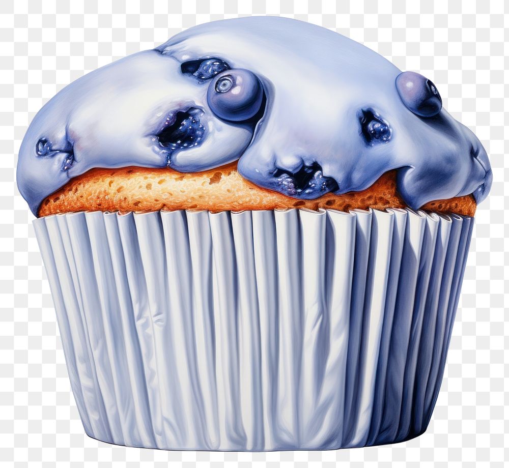 PNG  Surrealistic painting of blueberry muffin cupcake dessert cream.