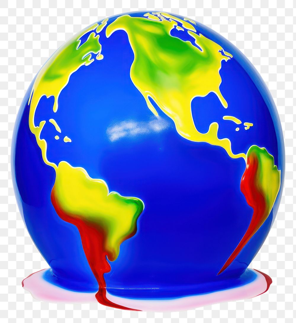 PNG  Surrealistic painting of earth melt sphere planet globe.