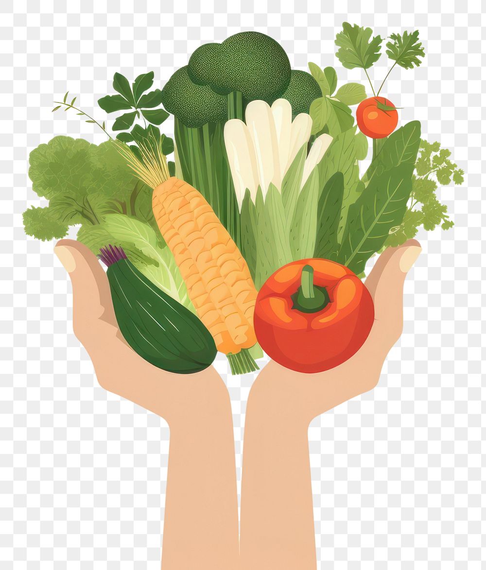 PNG Vegetable holding carrot plant.