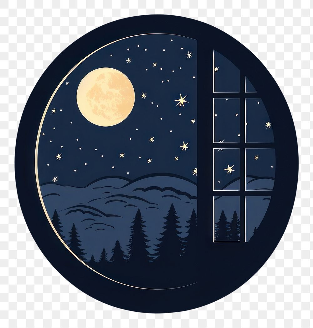 PNG Window and outside is night stars astronomy nature shape.