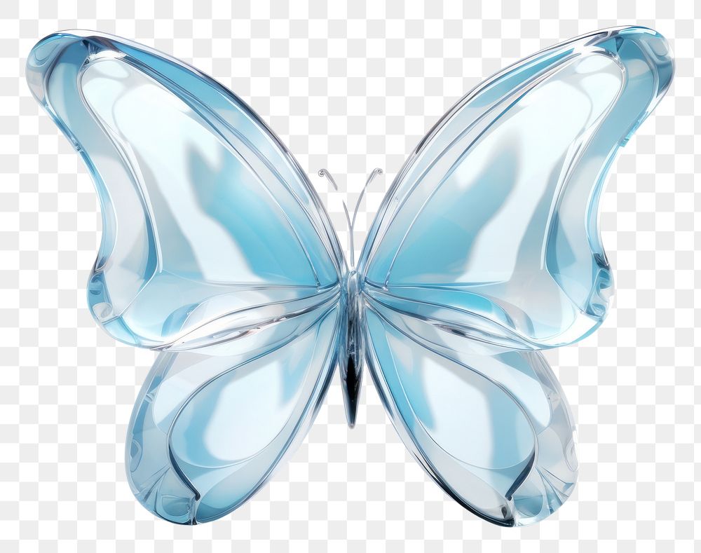 PNG Butterfly transparent glass white background.