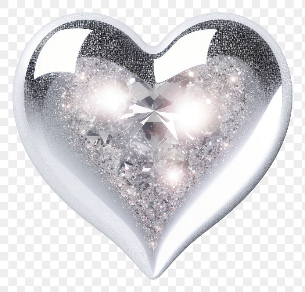 PNG Glitter heart gemstone jewelry silver.