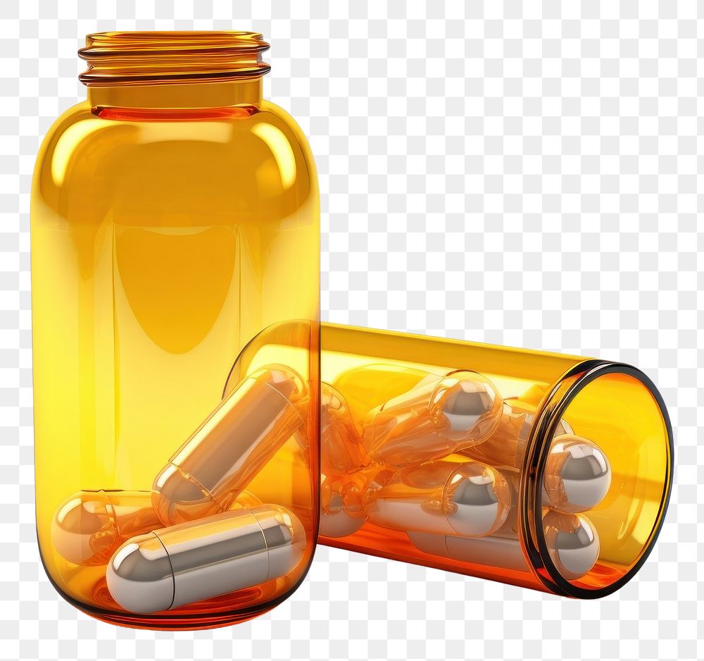 PNG Drug capsule bottle glass pill.
