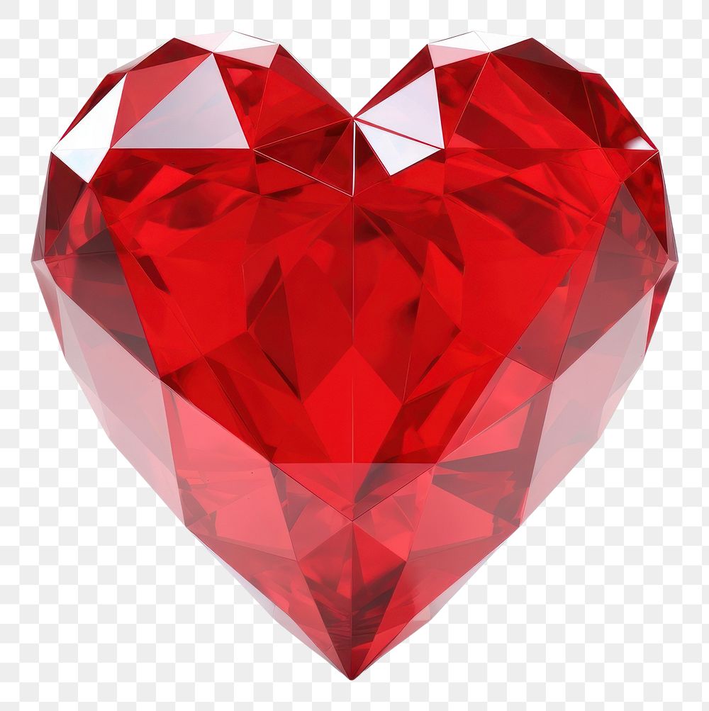 PNG Low poly heart gemstone jewelry white background.