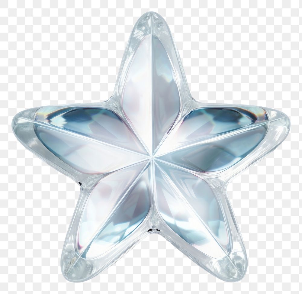PNG Rounded glitter star jewelry silver white background.