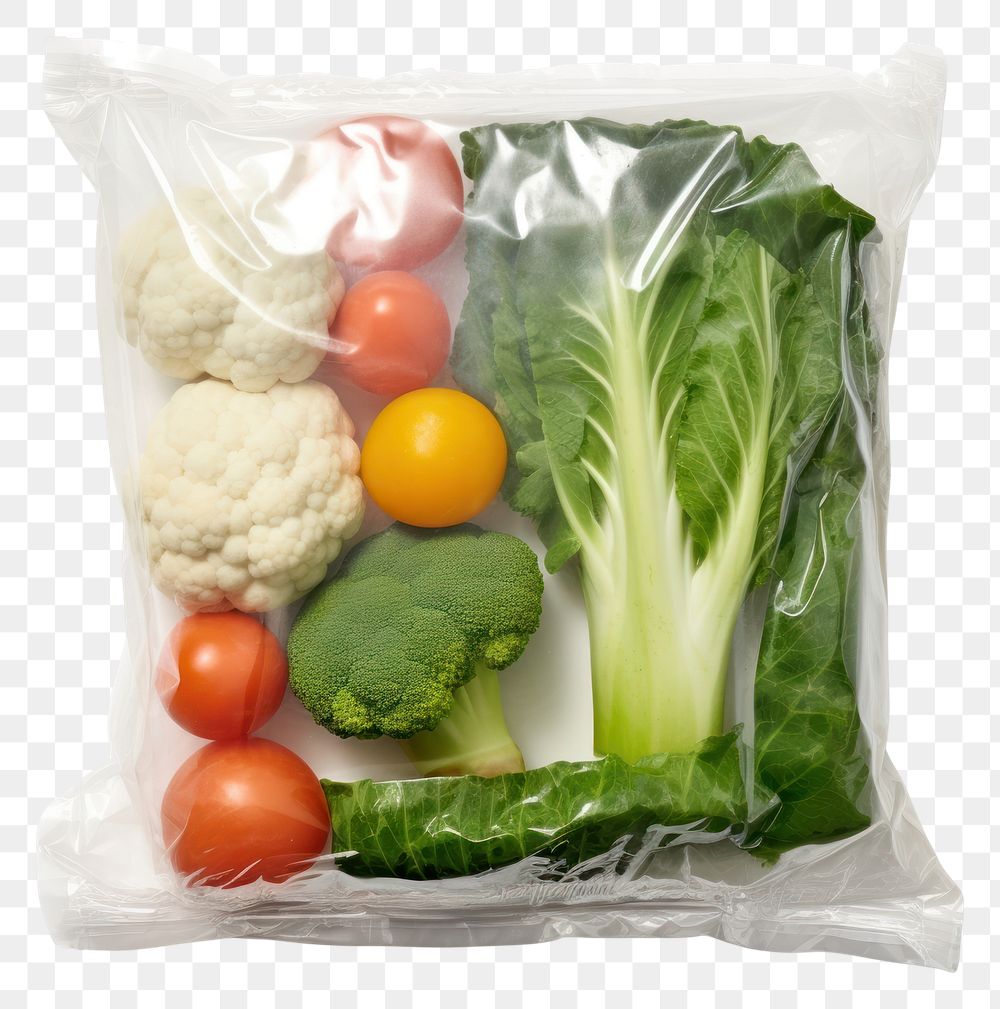 PNG  Plastic wrapping over a vegetable cauliflower plant food.