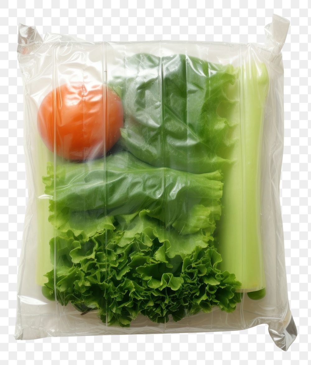 PNG  Plastic wrapping over a vegetable lettuce plant food.