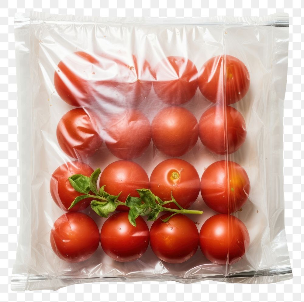 PNG  Plastic wrapping over food packaging vegetable tomato plant.