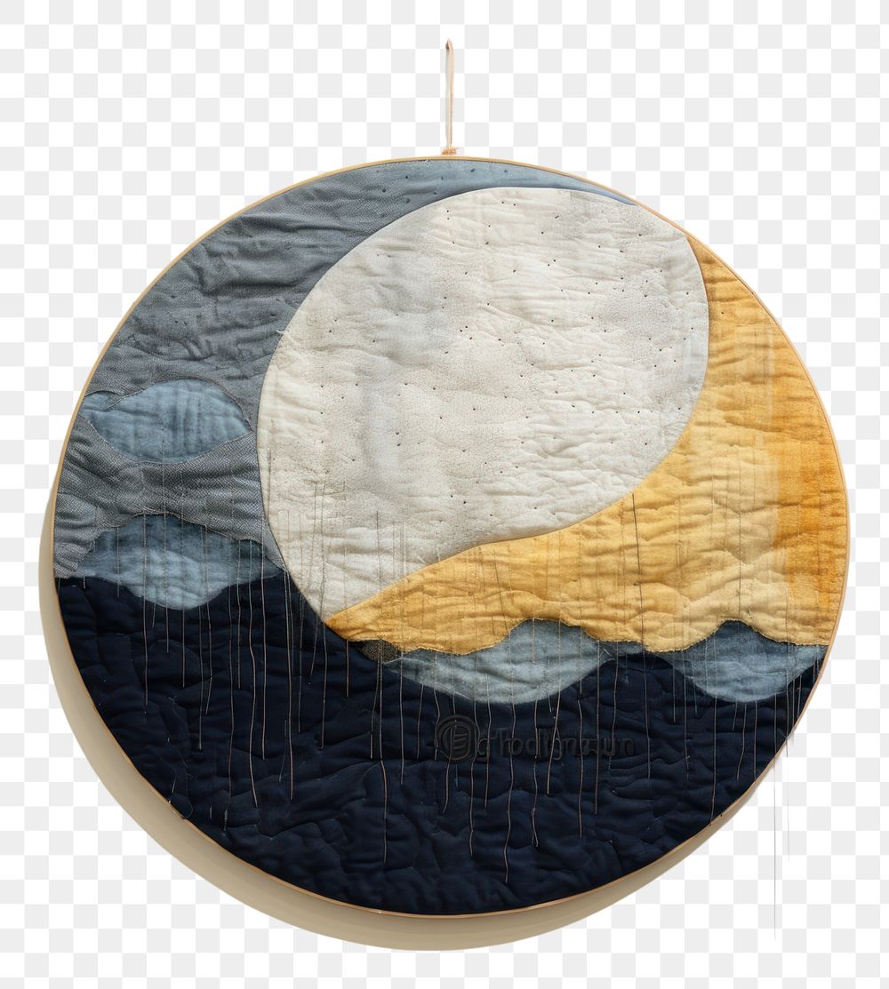 PNG Minimal moon in the sky embroidery textile pattern.