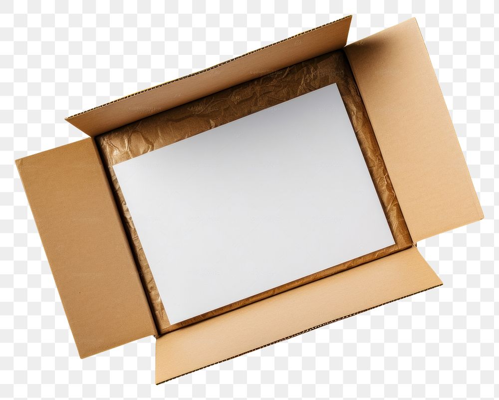 PNG  Opened mailing box mockup cardboard carton paper.