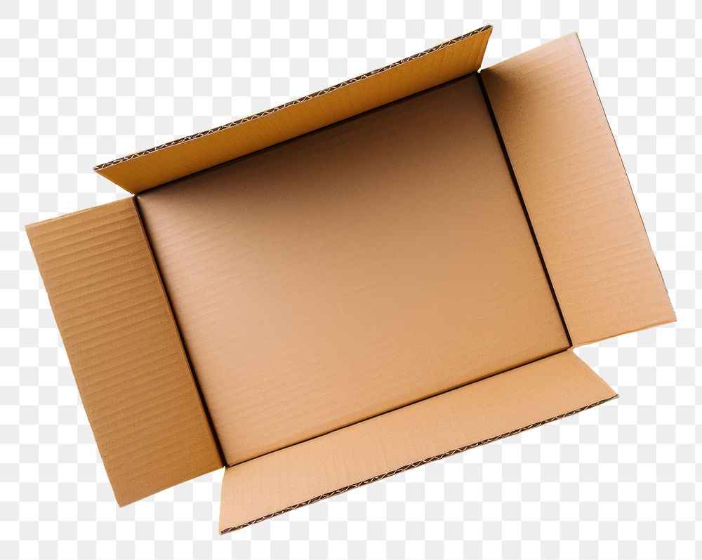 PNG  Opened mailing box mockup cardboard carton studio shot.
