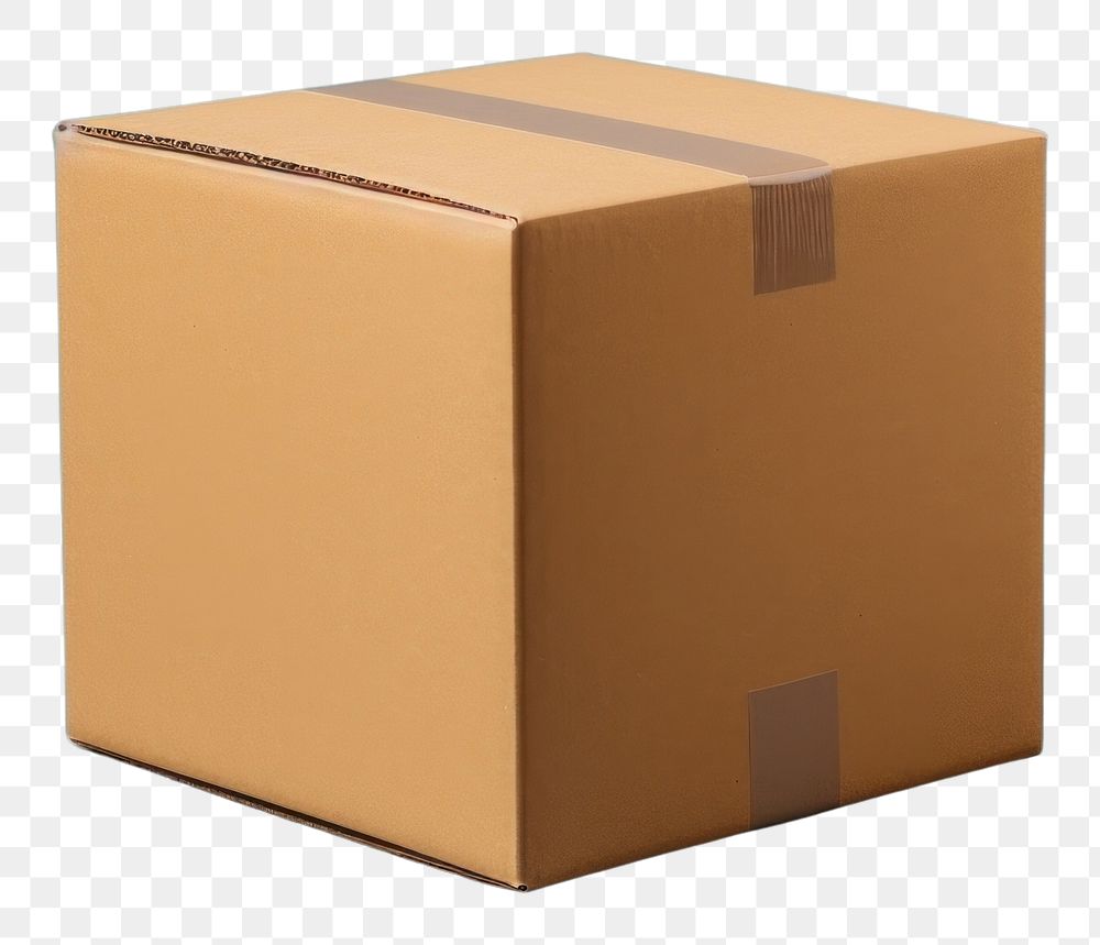 PNG  Mailing box packaging mockup cardboard carton studio shot.