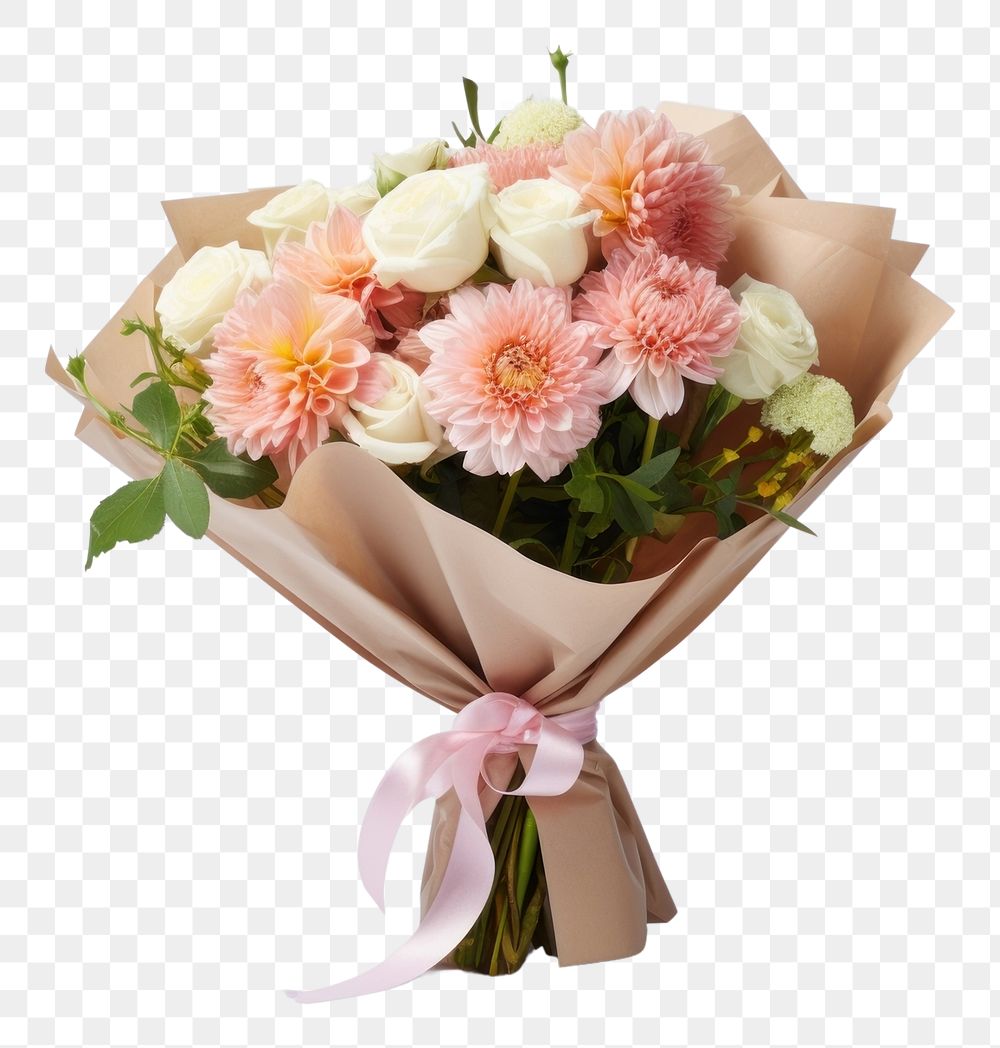 PNG  Bouquet packaging mockup flower plant rose