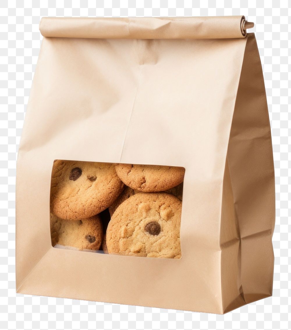 PNG  Cookie packaging paper bag mockup handbag bread food.