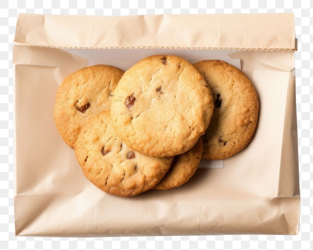PNG  Cookie packaging paper bag mockup biscuit bread food.