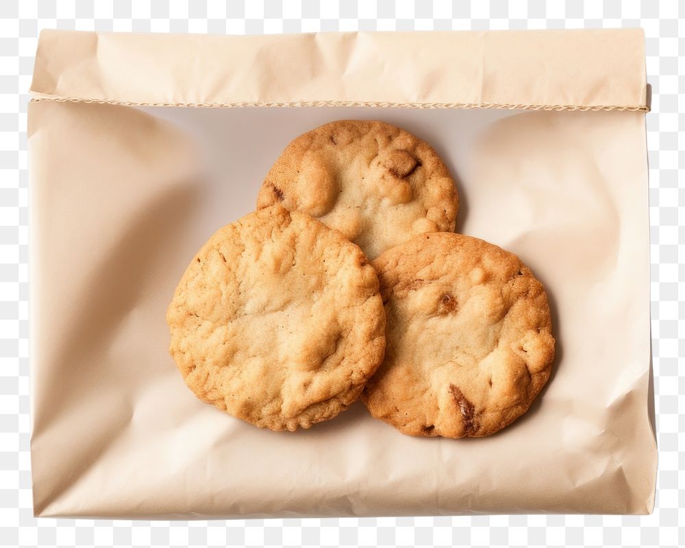 PNG  Cookie packaging paper bag mockup biscuit bread food.