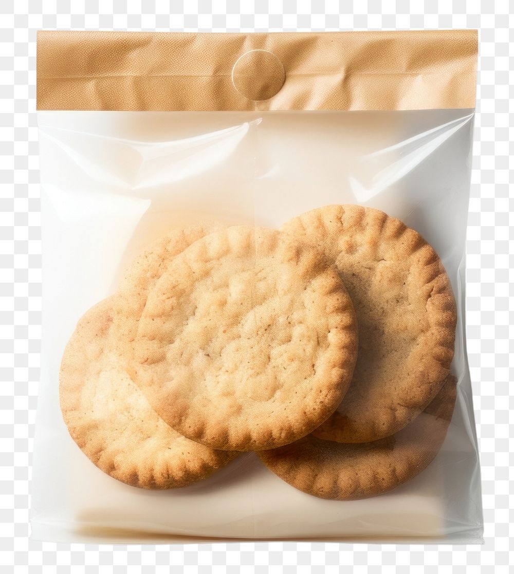 PNG  Cookie packaging paper bag mockup food white background snickerdoodle.