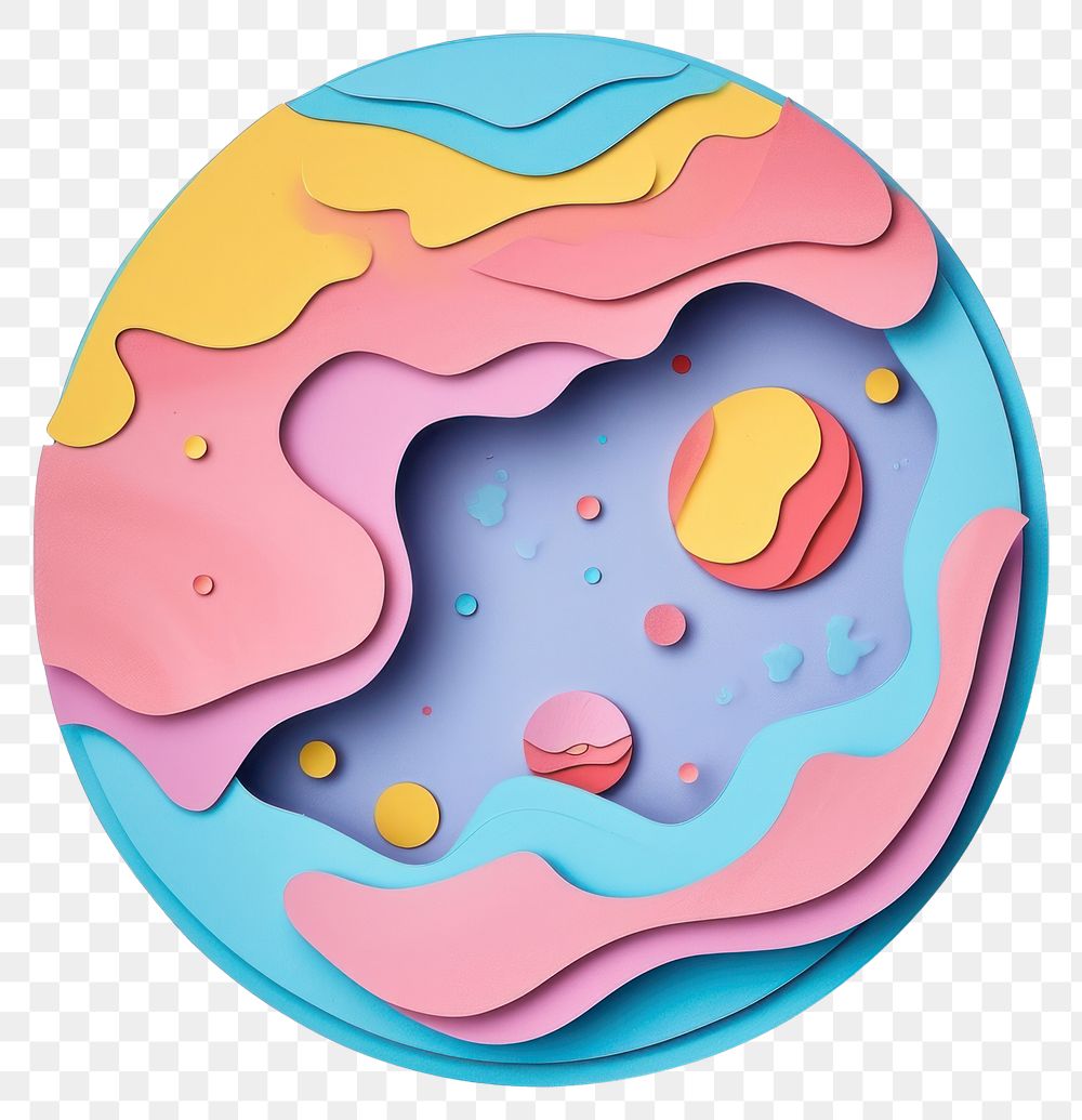 PNG Paper cutout illustration of a Planet palette art confectionery.