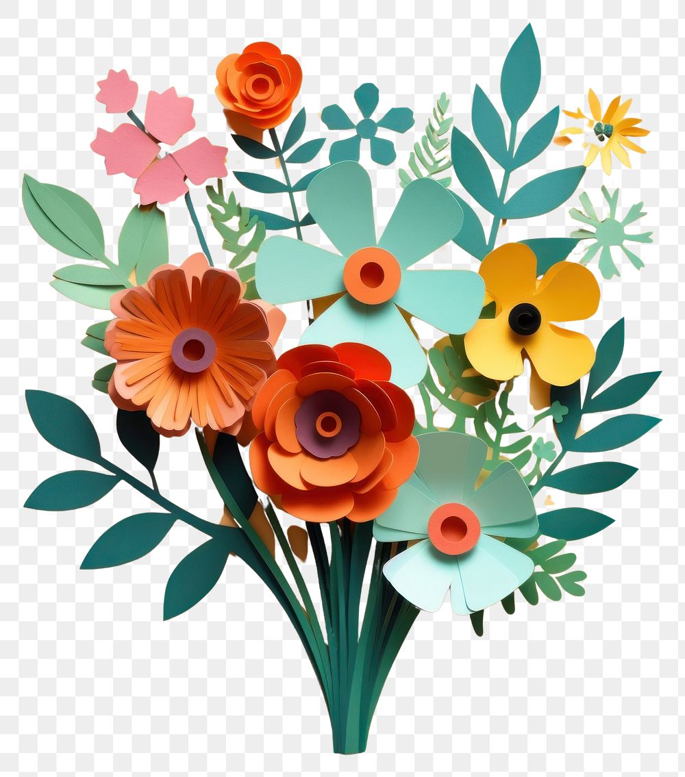 PNG Paper cutout of a flower bouquet art craft plant.