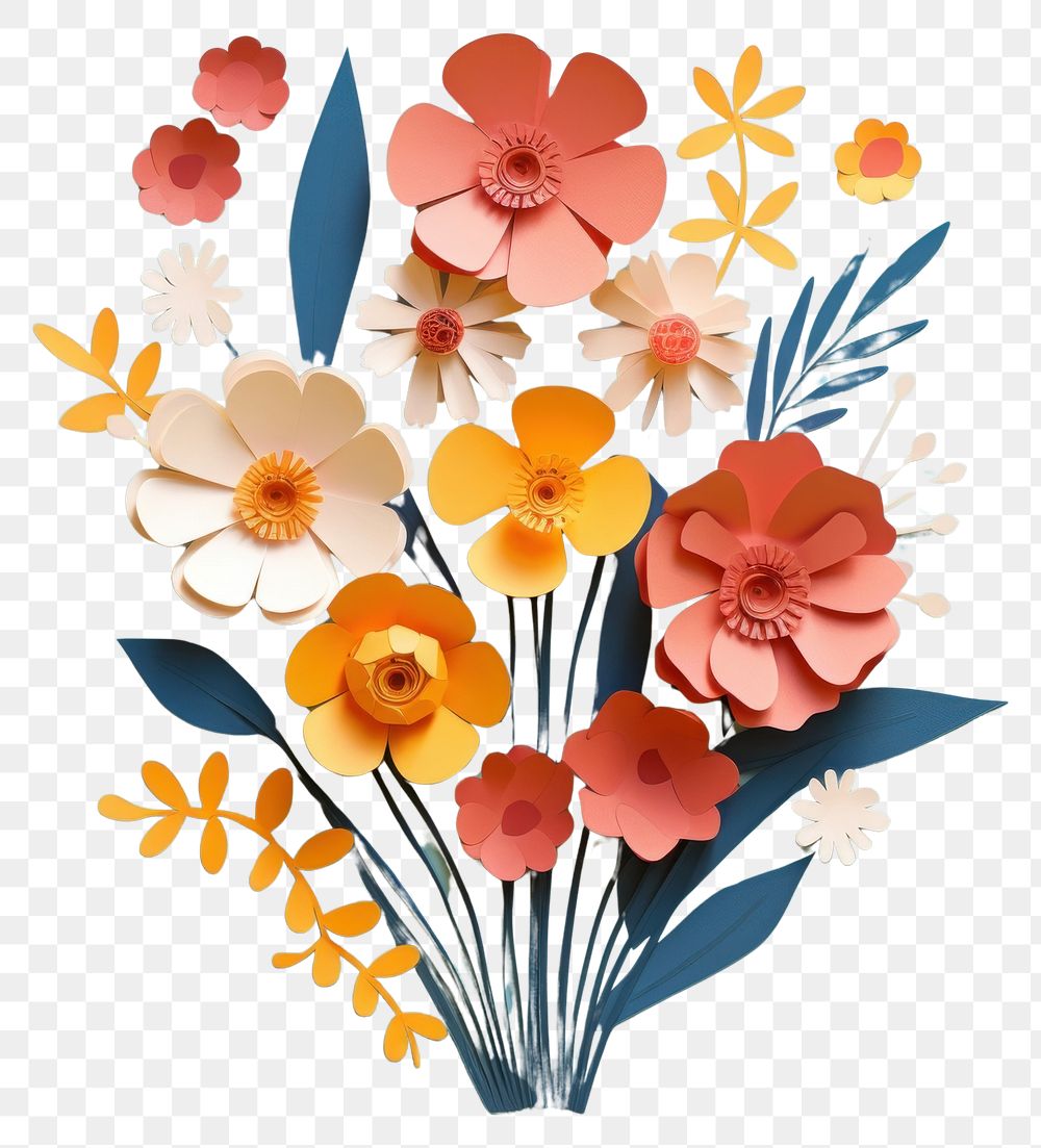 PNG Paper cutout of a flower bouquet art petal plant.