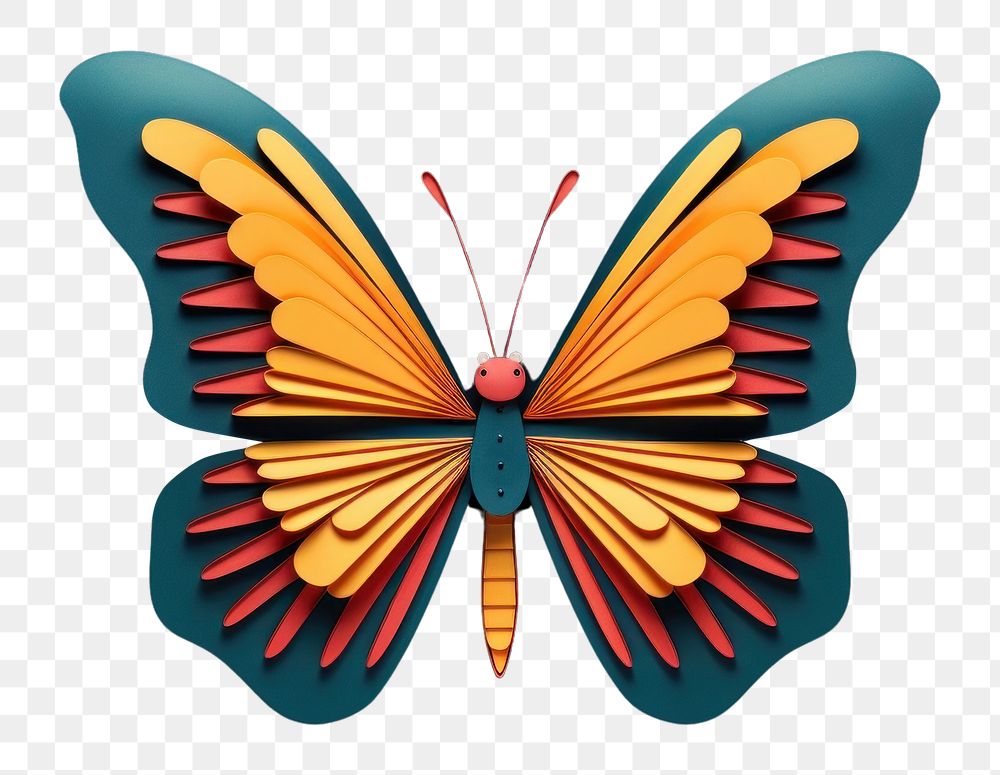 PNG Paper cutout of a neon butterfly animal insect art.