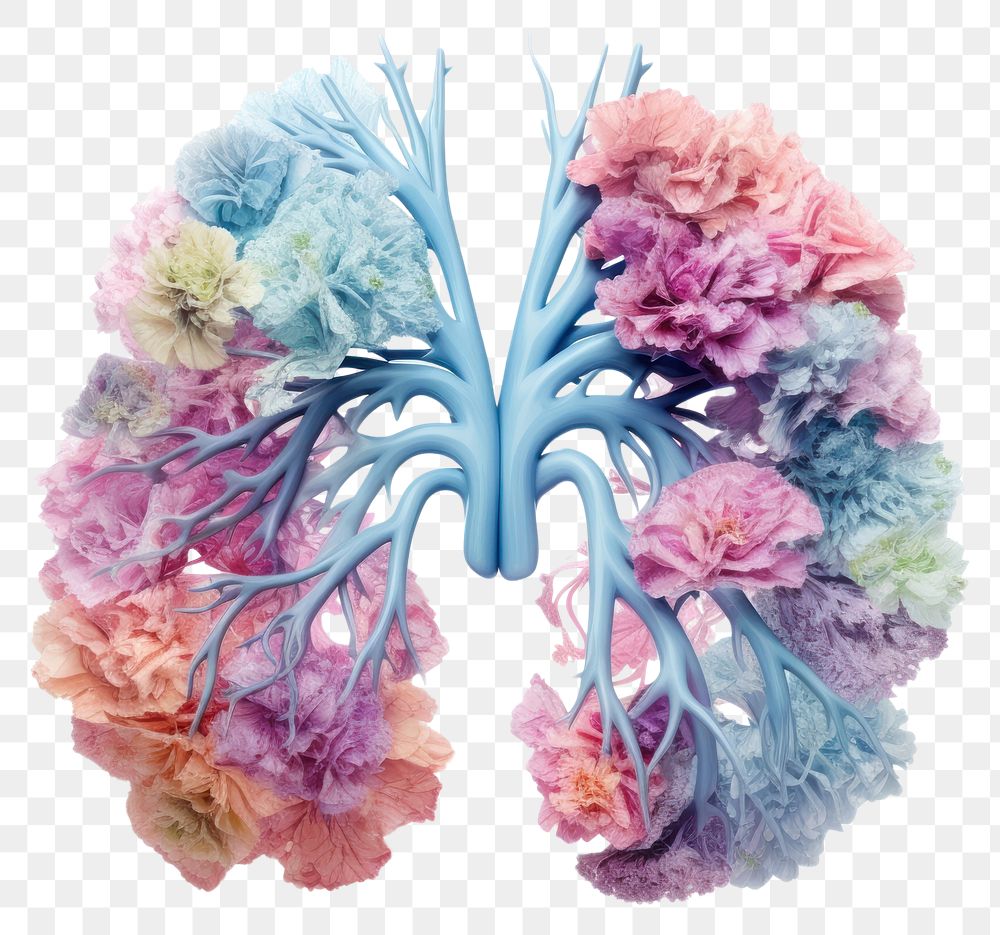 PNG Lung flower white background microbiology.