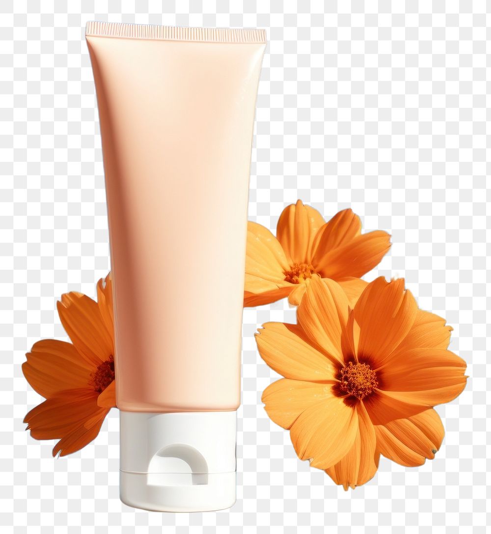 PNG Sunscreen tube mockup flower summer plant.